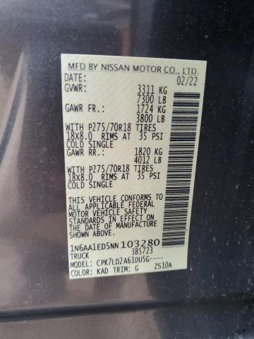 2022 NISSAN TITAN SV - 1N6AA1ED5NN103280