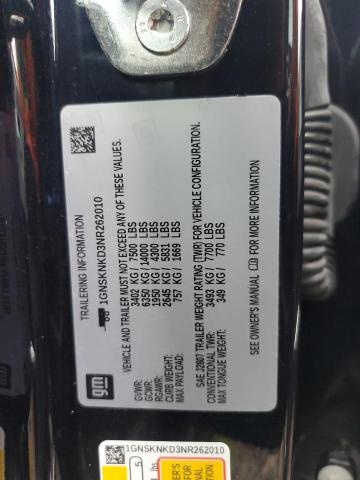 2022 CHEVROLET TAHOE K150 1GNSKNKD3NR262010