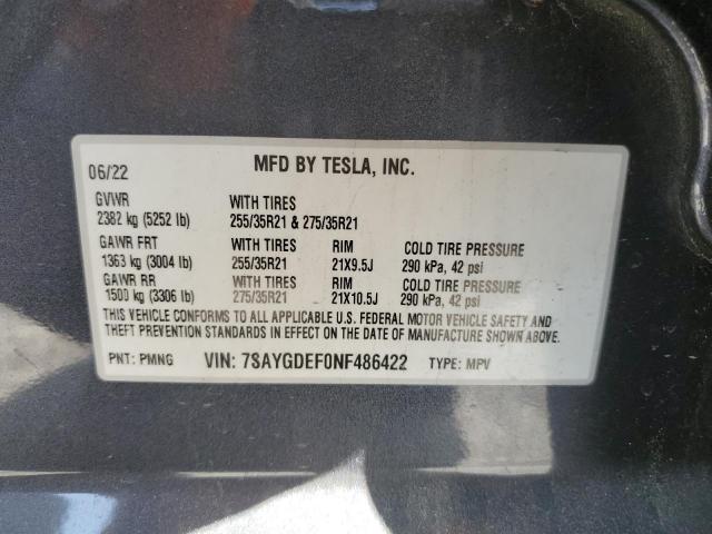 2022 TESLA MODEL Y 7SAYGDEF0NF486422