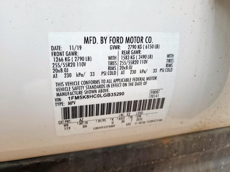 2020 FORD EXPLORER PLATINUM 1FM5K8HC0LGB35290
