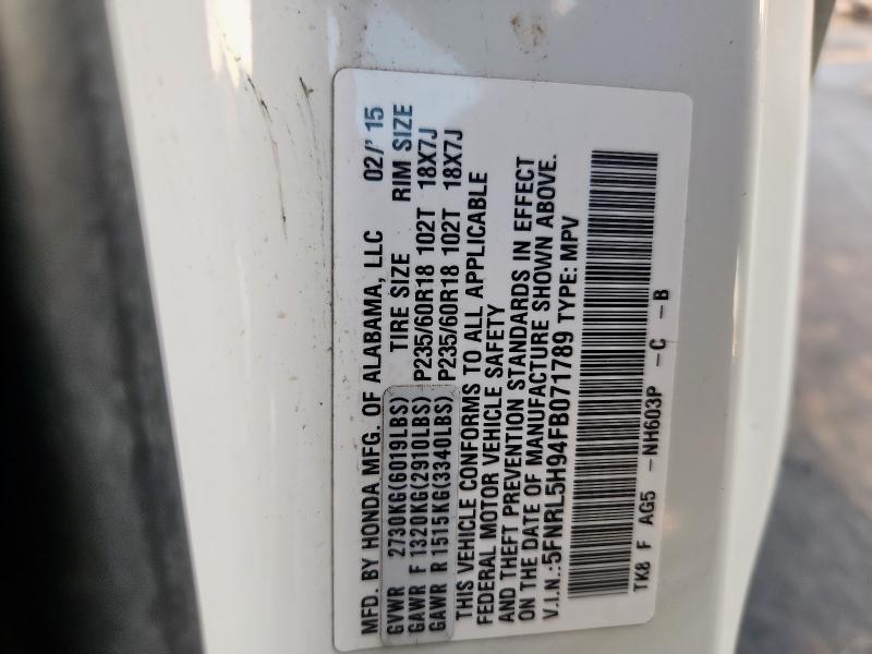 2015 HONDA ODYSSEY TO 5FNRL5H94FB071789