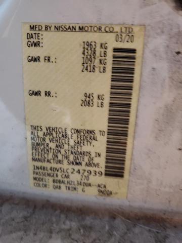 2020 NISSAN ALTIMA SV - 1N4BL4DV5LC247939