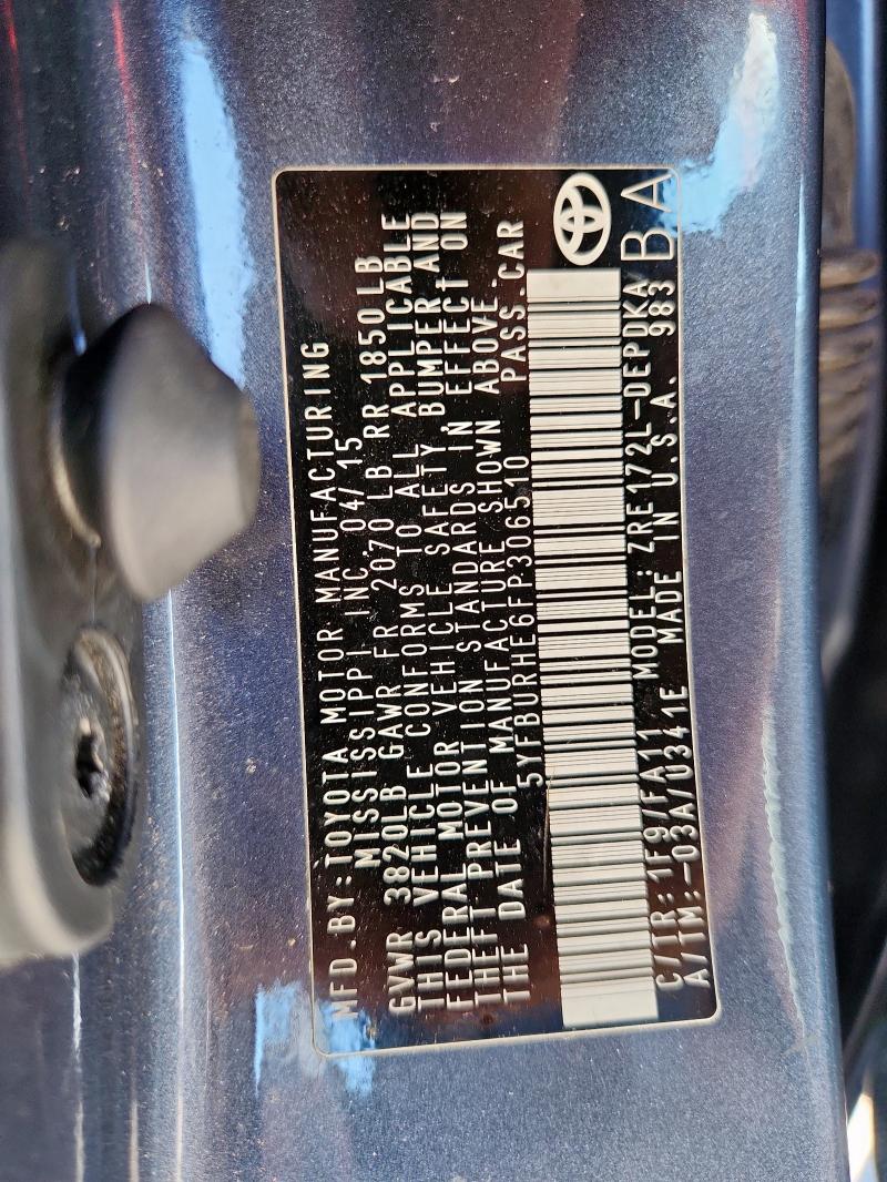 2015 TOYOTA COROLLA L - 5YFBURHE6FP306510