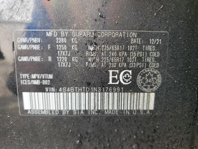 2022 SUBARU OUTBACK WI 4S4BTHTD1N3176991