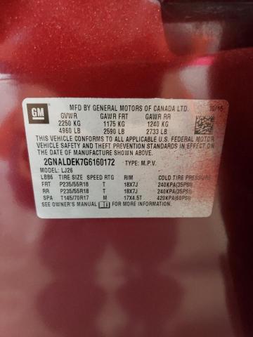 2016 CHEVROLET EQUINOX LT 2GNALDEK7G6160172