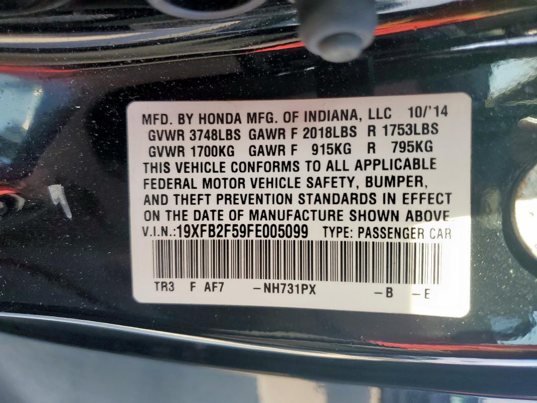 2015 HONDA CIVIC LX 19XFB2F59FE005099