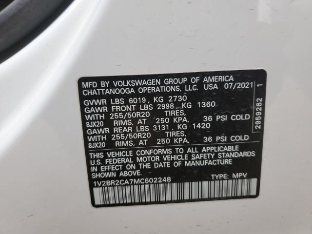 2021 VOLKSWAGEN ATLAS SEL 1V2BR2CA7MC602248