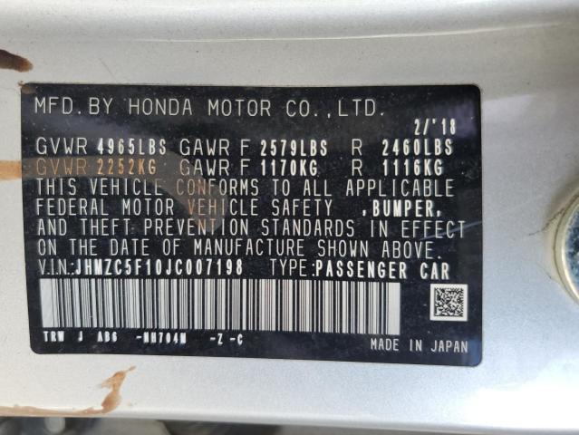 2018 HONDA CLARITY JHMZC5F10JC007198