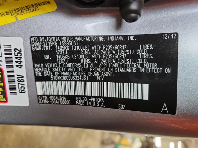 2013 TOYOTA SIENNA XLE - 5TDYK3DC9DS324361