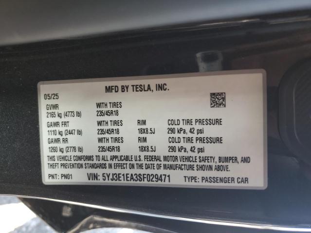 2025 TESLA MODEL 3 5YJ3E1EA3SF029471