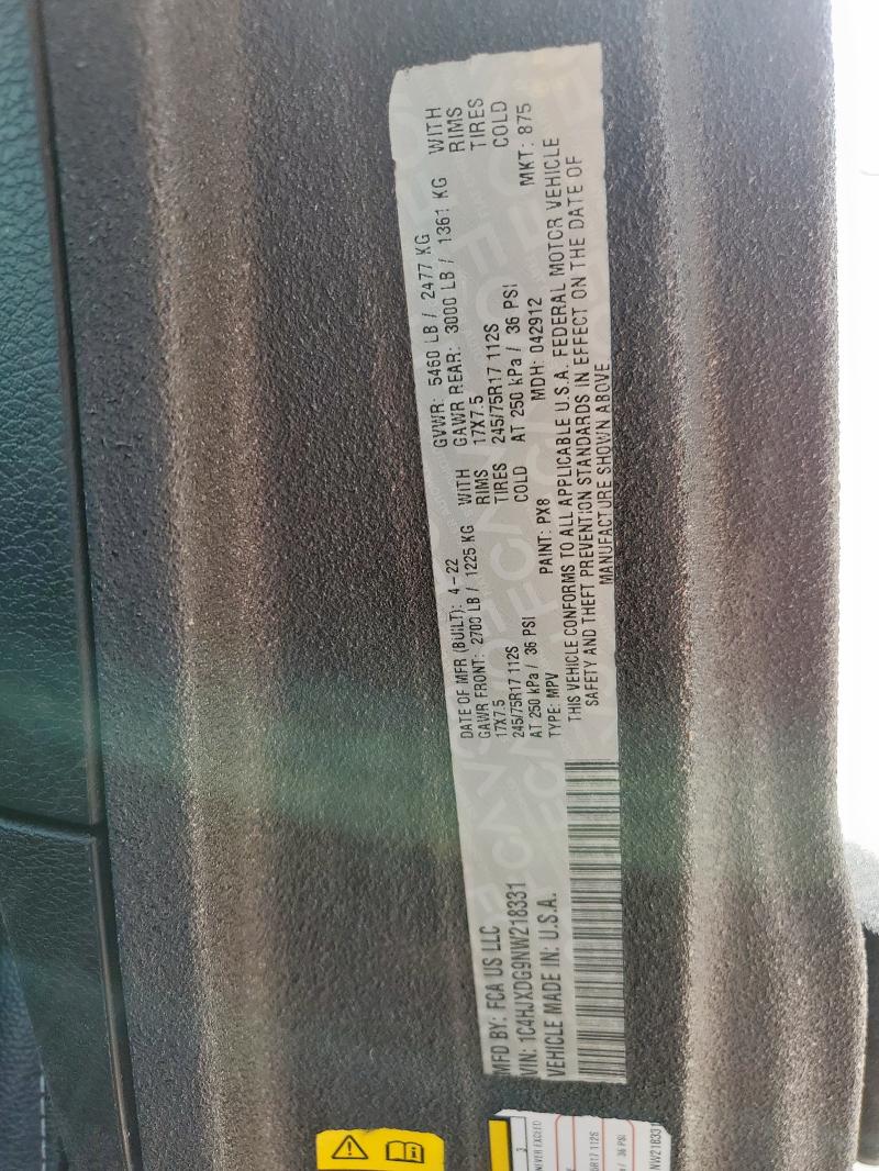 2022 JEEP WRANGLER U 1C4HJXDG9NW218331