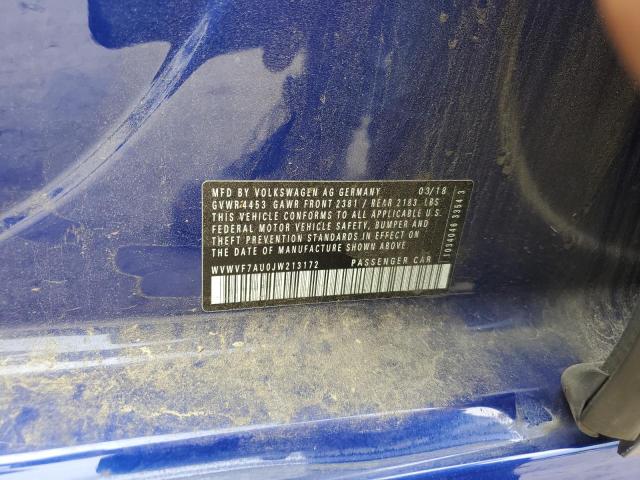 2018 VOLKSWAGEN GOLF R WVWVF7AU0JW213172