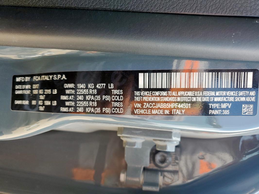 2017 JEEP RENEGADE L ZACCJABB5HPF44501