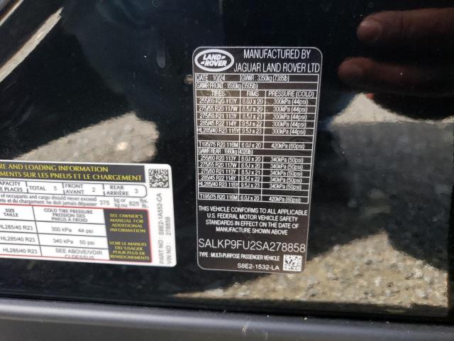 2025 LAND ROVER RANGE ROVE SALKP9FU2SA278858