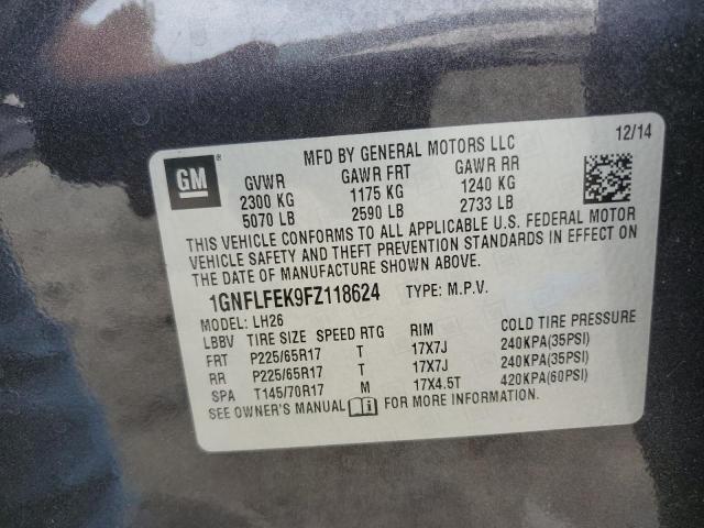 2015 CHEVROLET EQUINOX LT - 1GNFLFEK9FZ118624