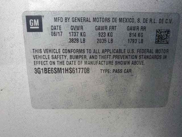 2017 CHEVROLET CRUZE LT 3G1BE6SM1HS617708