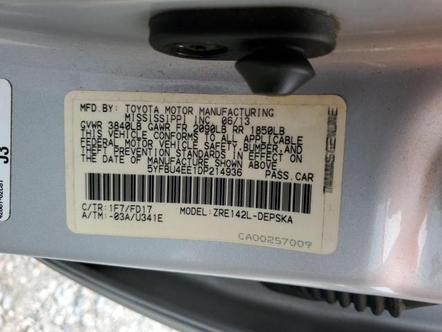 2013 TOYOTA COROLLA BA - 5YFBU4EE1DP214936