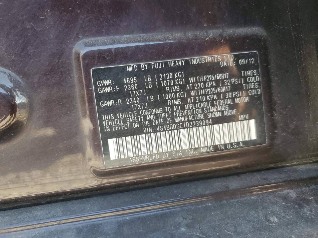 SUBARU OUTBACK 3.6R LIMITED