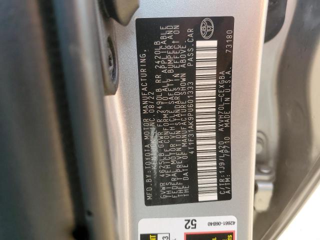 2023 TOYOTA CAMRY XLE 4T1F31AK9PU601333