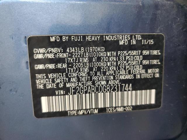 2016 SUBARU CROSSTREK JF2GPABC0G8231744