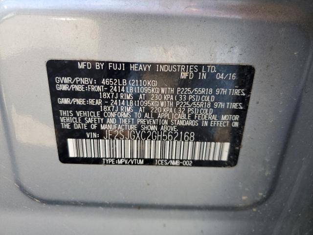 2016 SUBARU FORESTER 2 JF2SJGXC2GH562168