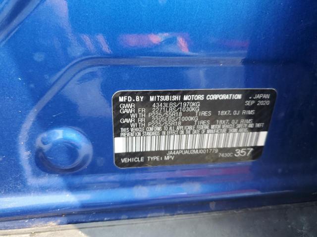 2021 MITSUBISHI OUTLANDER JA4APUAU2MU001779