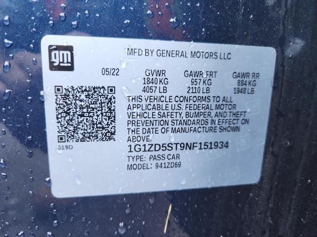 2022 CHEVROLET MALIBU LT - 1G1ZD5ST9NF151934