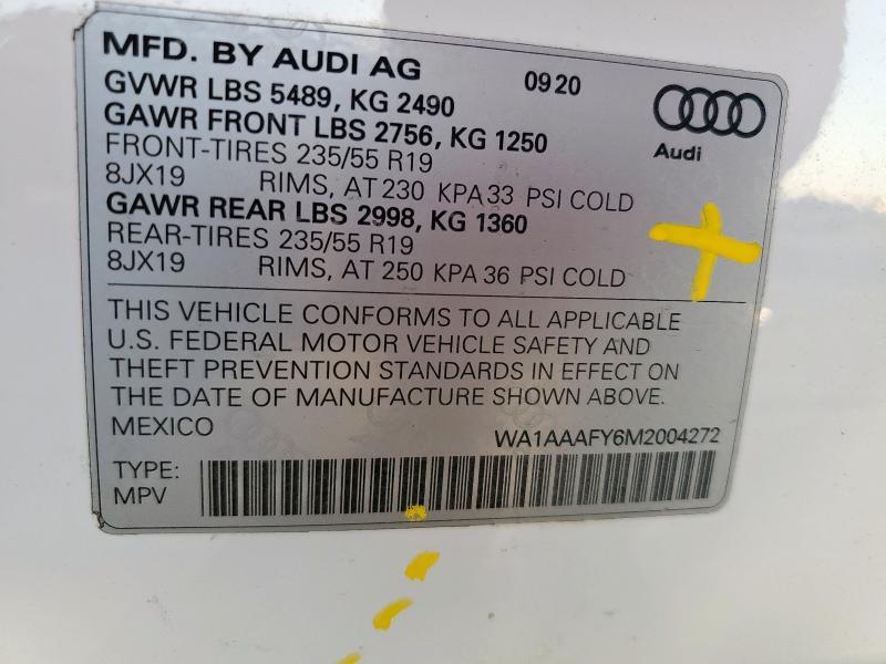 2021 AUDI Q5 WA1AAAFY6M2004272