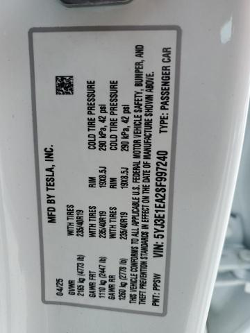 2025 TESLA MODEL 3 5YJ3E1EA2SF997240