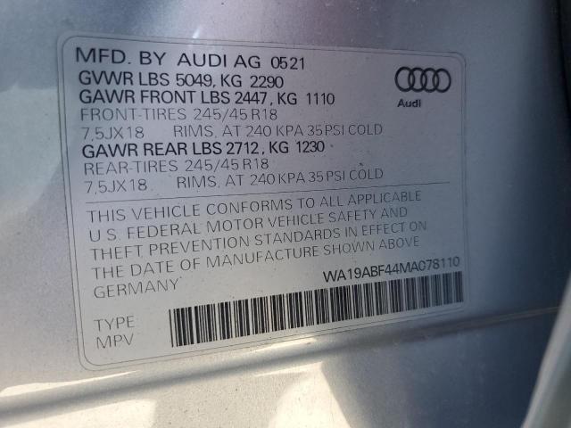 2021 AUDI A4 ALLROAD - WA19ABF44MA078110