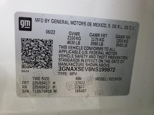 2022 CHEVROLET EQUINOX LS 3GNAXSEV8NS199872
