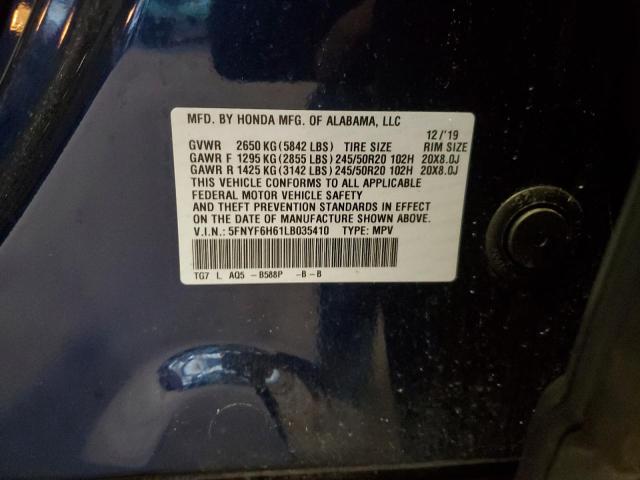 2020 HONDA PILOT TOUR 5FNYF6H61LB035410