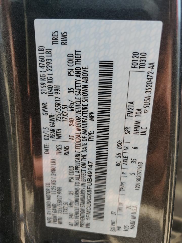 Lot #3309643055 2015 FORD ESCAPE SE