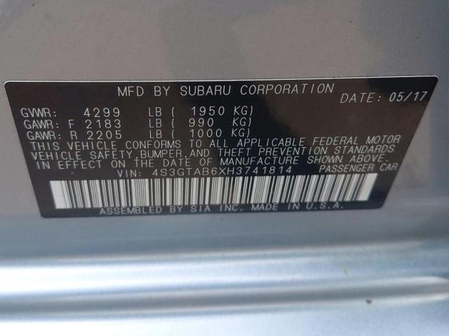 2017 SUBARU IMPREZA PR 4S3GTAB6XH3741814
