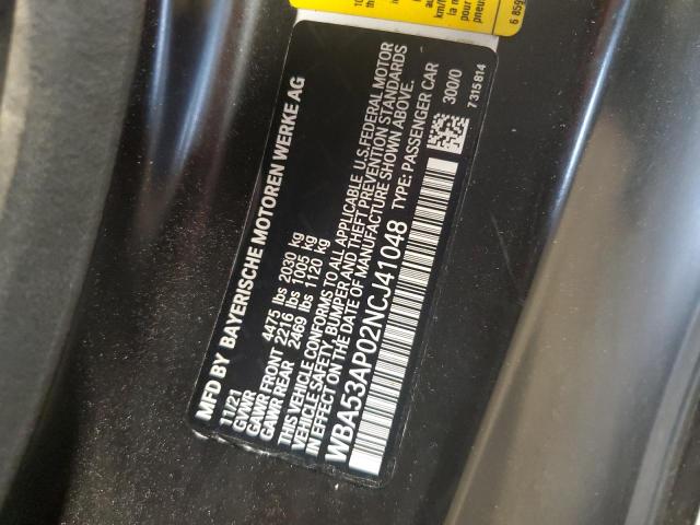2022 BMW 430I WBA53AP02NCJ41048