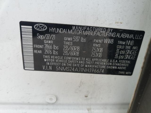 2022 HYUNDAI SANTA FE SEL 5NMS24AJ1NH396674