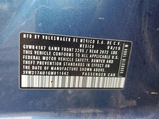 2016 VOLKSWAGEN GOLF S/SE 3VW217AU1GM011562