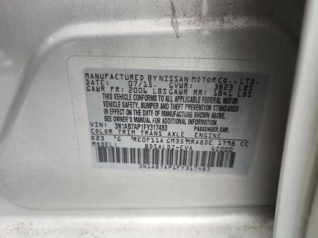 2015 NISSAN SENTRA 3N1AB7AP1FY317483