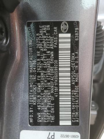 2016 TOYOTA CAMRY LE 4T1BF1FK0GU599230