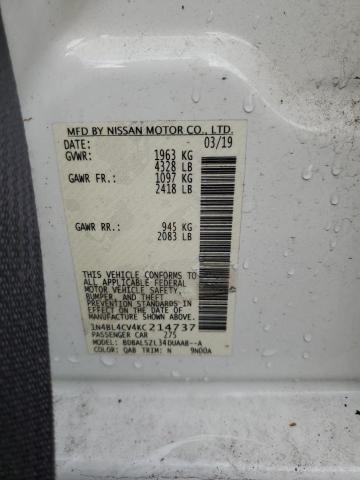 2019 NISSAN ALTIMA SR - 1N4BL4CV4KC214737
