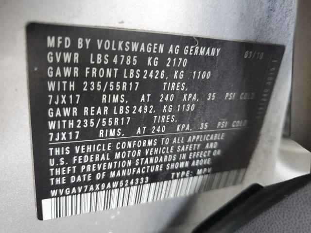 2010 VOLKSWAGEN TIGUAN S - WVGAV7AX9AW524333