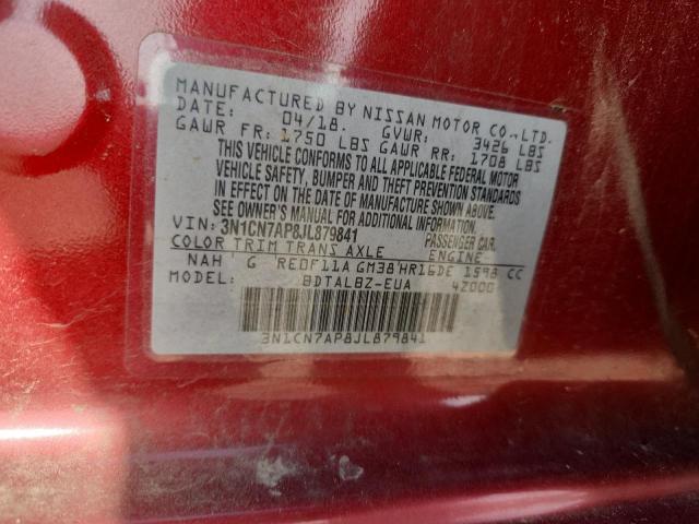 2018 NISSAN VERSA S - 3N1CN7AP8JL879841