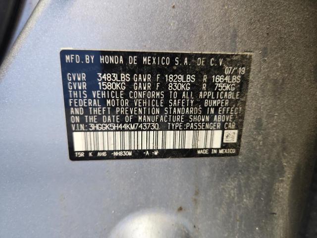 2019 HONDA FIT LX 3HGGK5H44KM743730