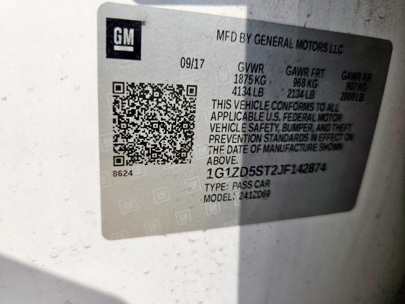 2018 CHEVROLET MALIBU LT 1G1ZD5ST2JF142874