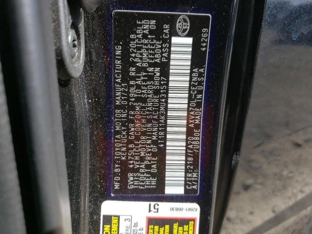 2021 TOYOTA CAMRY LE - 4T1R11AK3MU431517