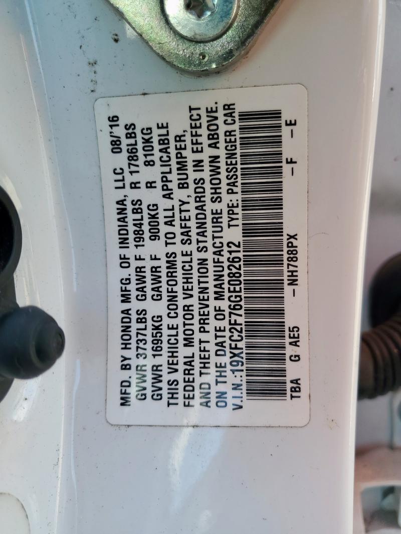 2016 HONDA CIVIC EX 19XFC2F76GE082612