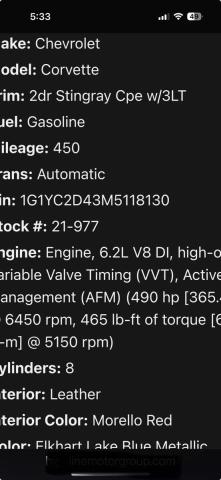 2021 CHEVROLET CORVETTE S 1G1YC2D43M5118XXX