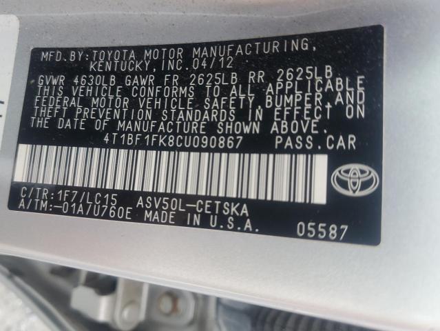 2012 TOYOTA CAMRY BASE - 4T1BF1FK8CU090867