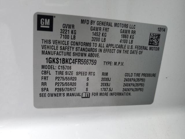 2015 GMC YUKON SLT 1GKS1BKC4FR566759