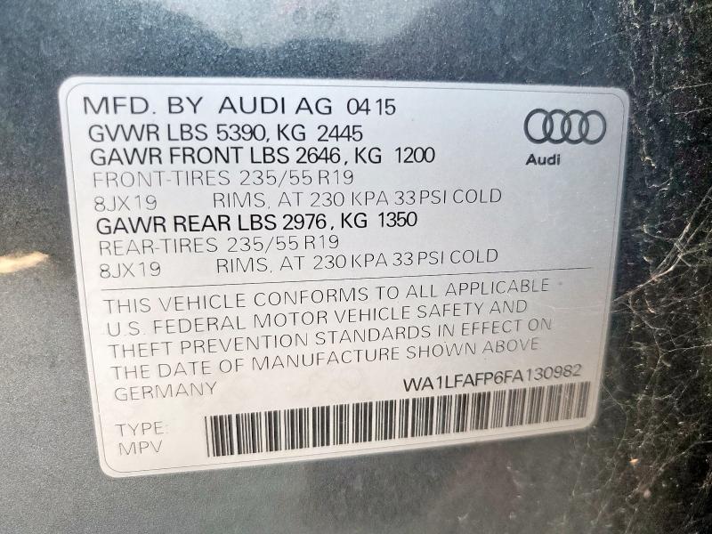 2015 AUDI Q5 PREMIUM WA1LFAFP6FA130982